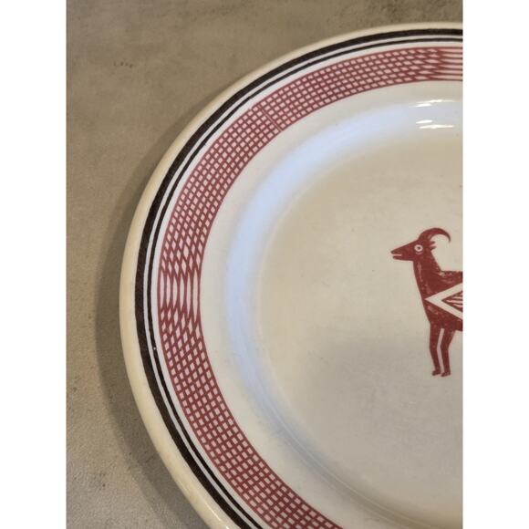 Santa Fe Railroad Mimbreno Dining Car Red Antelope Salad Plate Old Ivory Syracus - Picture 5 of 9